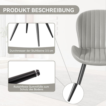 Esszimmerstühle 6er Set – Ergonomisch, Hellgrau