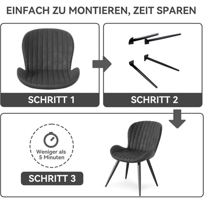 Esszimmerstühle 6er Set – Ergonomisch & Wasserdicht Schwarz