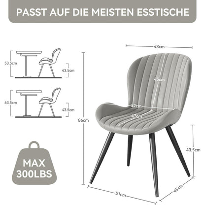 Esszimmerstühle Set 4er – Hellgrau, Ergonomisch & Robust