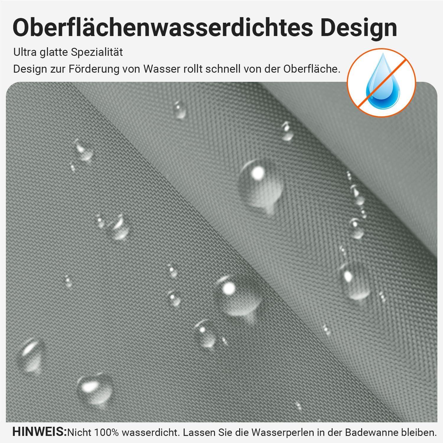 Duschvorhang 180x190cm Grau Wasserabweisend Antischimmel