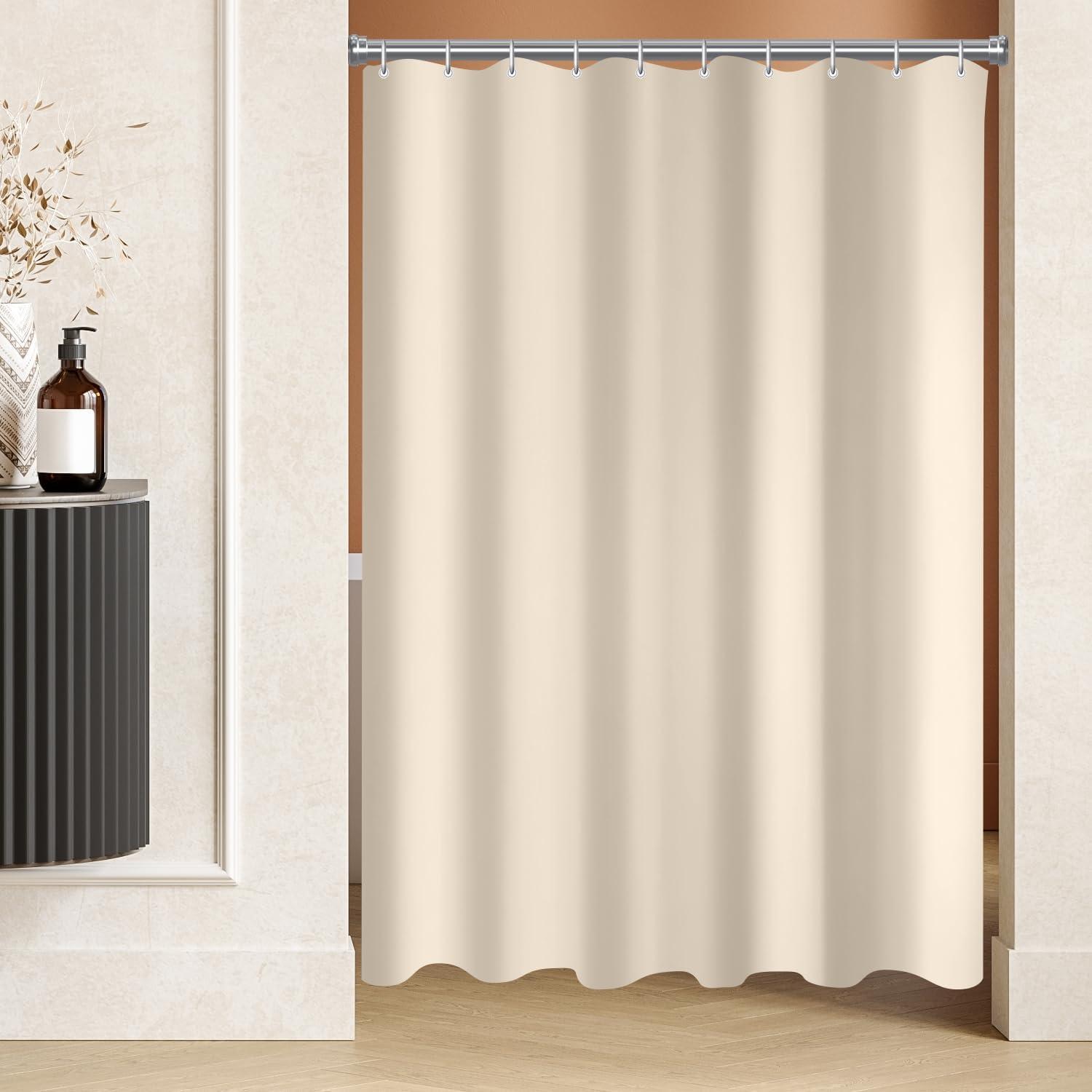 Duschvorhang Beige 170x200 cm Antischimmel Wasserabweisend Polyester Badevorhang