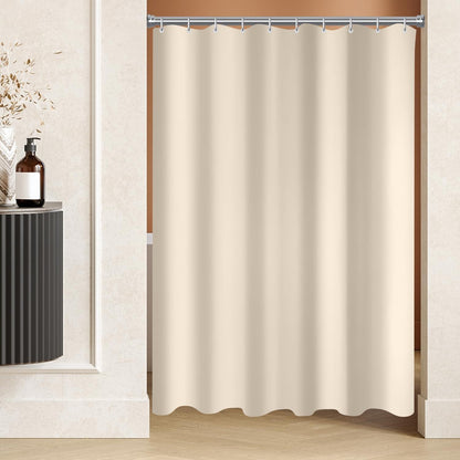 Duschvorhang Beige 170x200 cm Antischimmel Wasserabweisend Polyester Badevorhang