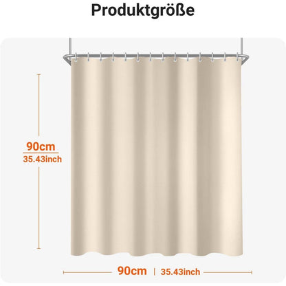 Duschvorhang 90x90 cm Beige Beschwerter Saum Antischimmel