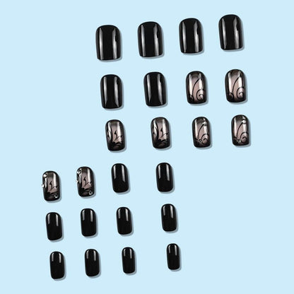 Schwarz Schmetterling Press on Nägel 24 Stück Glossy Fake Nails