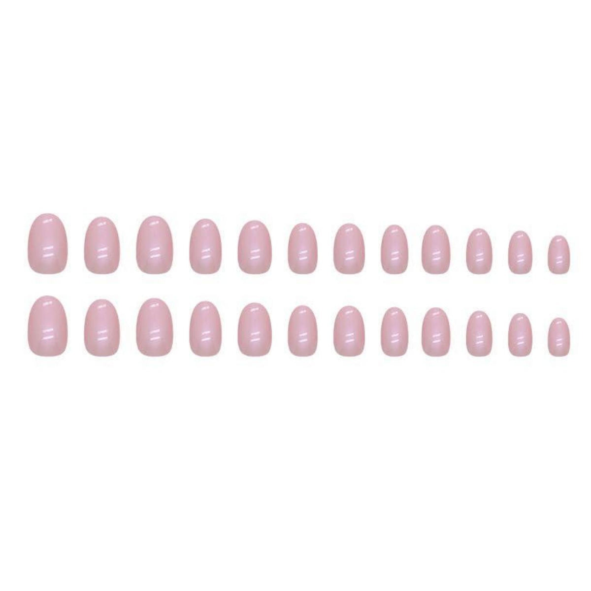 24 Short Pink Glossy Oval Press on Fake Nails Mixed Patterns