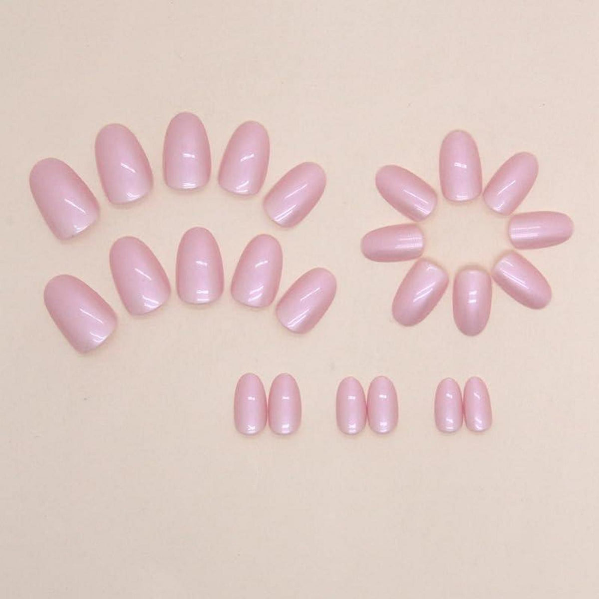 24 Stück Kurze Pink Rosa Aurora Nägel Zum Aufkleben, Oval Künstliche Fingernägel