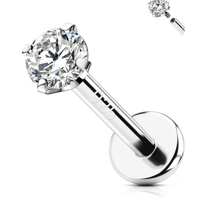 Helix Piercing 925 Silber 8mm Innengewinde Knorpel Ohrring mit Zirkonia