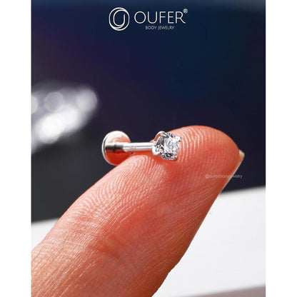 Helix Piercing 925 Silber 8mm Innengewinde Knorpel Ohrring mit Zirkonia