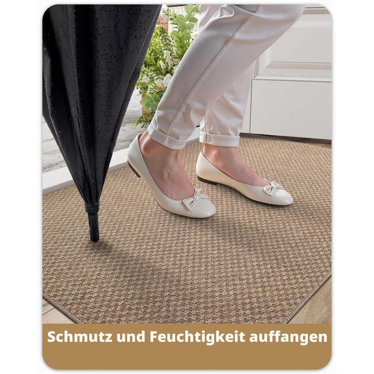 Schmutzfangmatte Khaki Gitter 120x180cm – Fußmatte für Innen