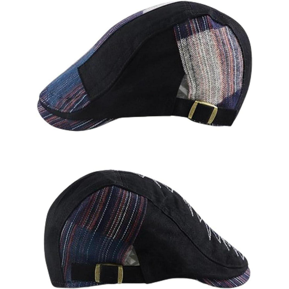 Patchwork Schiebermütze Herren | Vintage Barret Cap Weinrot-b