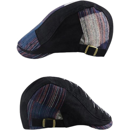 Patchwork Schiebermütze Herren | Vintage Barret Cap Weinrot-b
