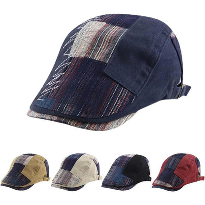Patchwork Schiebermütze Herren | Vintage Barret Cap Weinrot-b