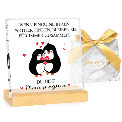 Pinguin Acryl Dekoration - Valentinstag Geschenk für Ihn/Sie