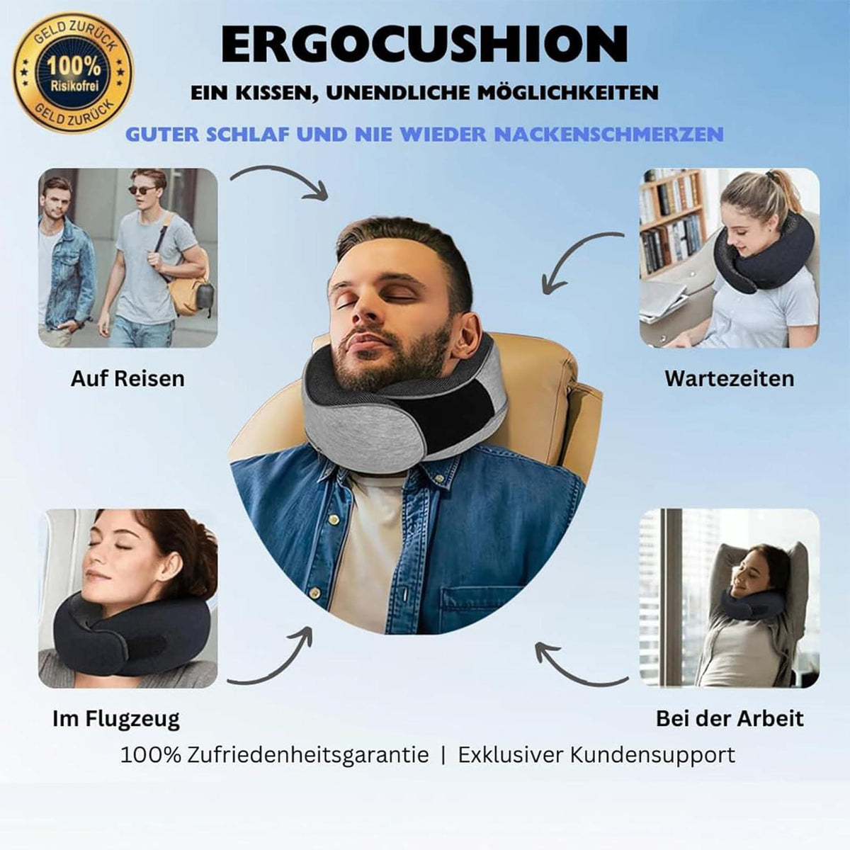 Reisekissen Flugzeug Memory Foam – Nackenkissen für Reisen & Auto
