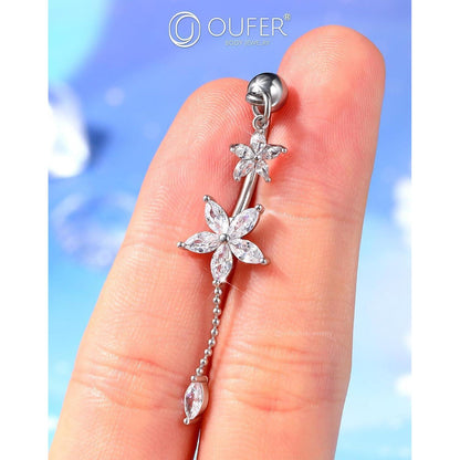 Bauchnabelpiercing Blume 14G 10mm Chirurgenstahl Zirkonia