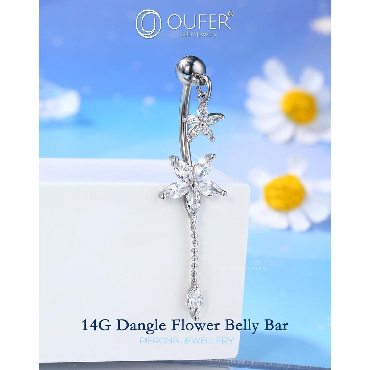 Bauchnabelpiercing Blume 14G 10mm Chirurgenstahl Zirkonia