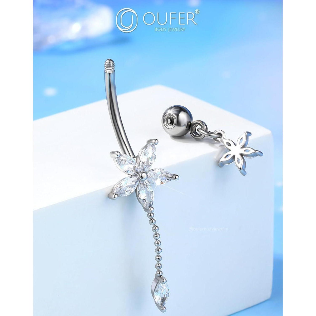 Bauchnabelpiercing Blume 14G 10mm Chirurgenstahl Zirkonia