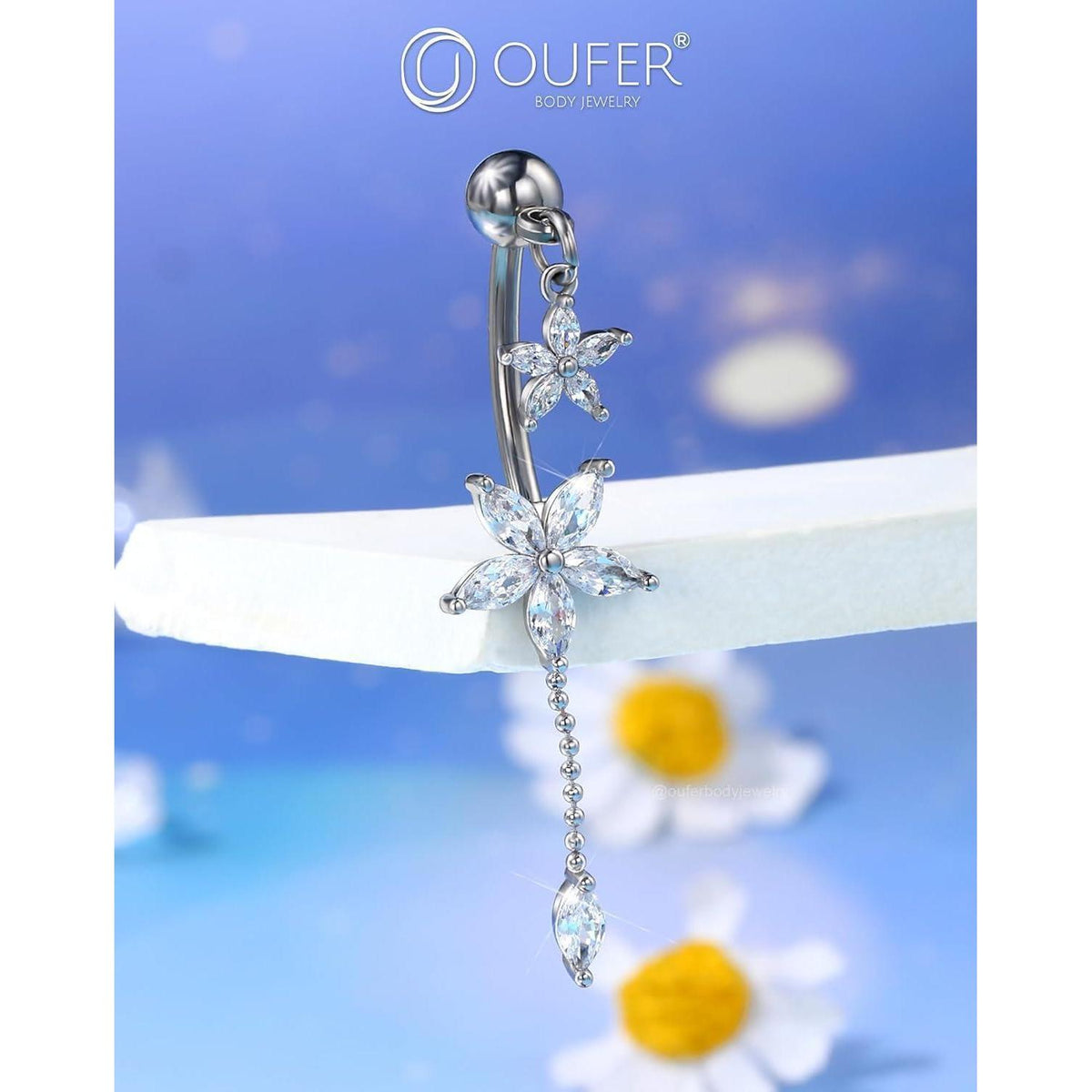 Bauchnabelpiercing Blume 14G 10mm Chirurgenstahl Zirkonia