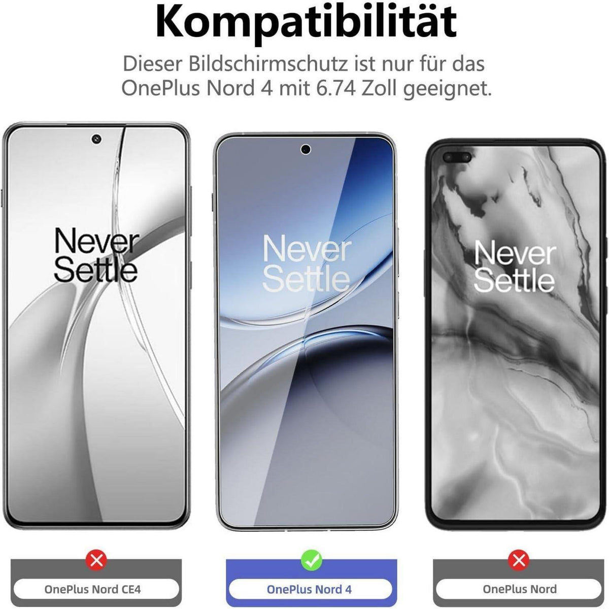 Panzerglas Displayschutzfolie für OnePlus Nord 4 – 3er Set