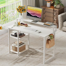 Kleiner Schreibtisch Weiß mit Regal und Monitorständer