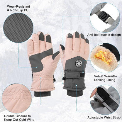 Winterhandschuhe Herren wasserdicht Touchscreen warm dunkelgrau-weiß