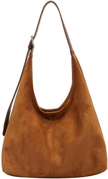 Große Damen Wildleder Handtasche Vintage Schultertasche mit Geldbörse
