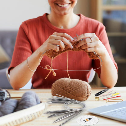 Rundstricknadeln Set Edelstahl 9 Stück – 2,0-6,0 mm für Strickprojekte