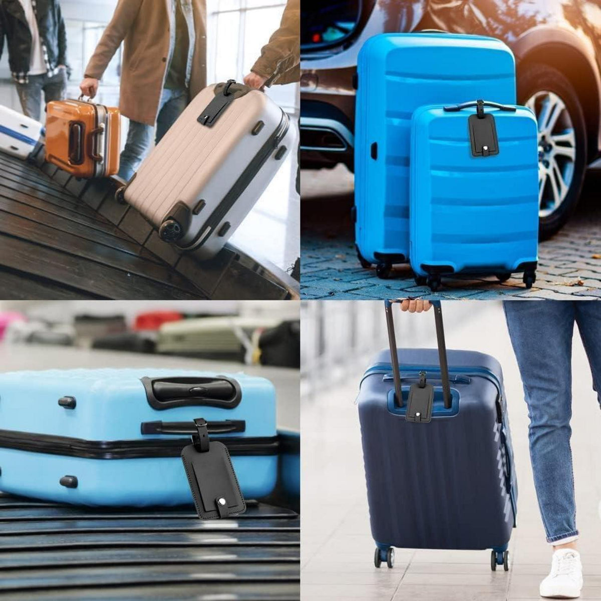 Kofferanhänger Set 4er-Pack – Gepäckmarkierung Schwarz
