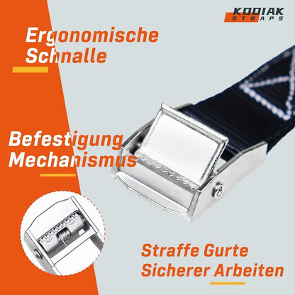 10 Spanngurte 4m, 250kg - Zurrgurte für Transport & Fahrrad