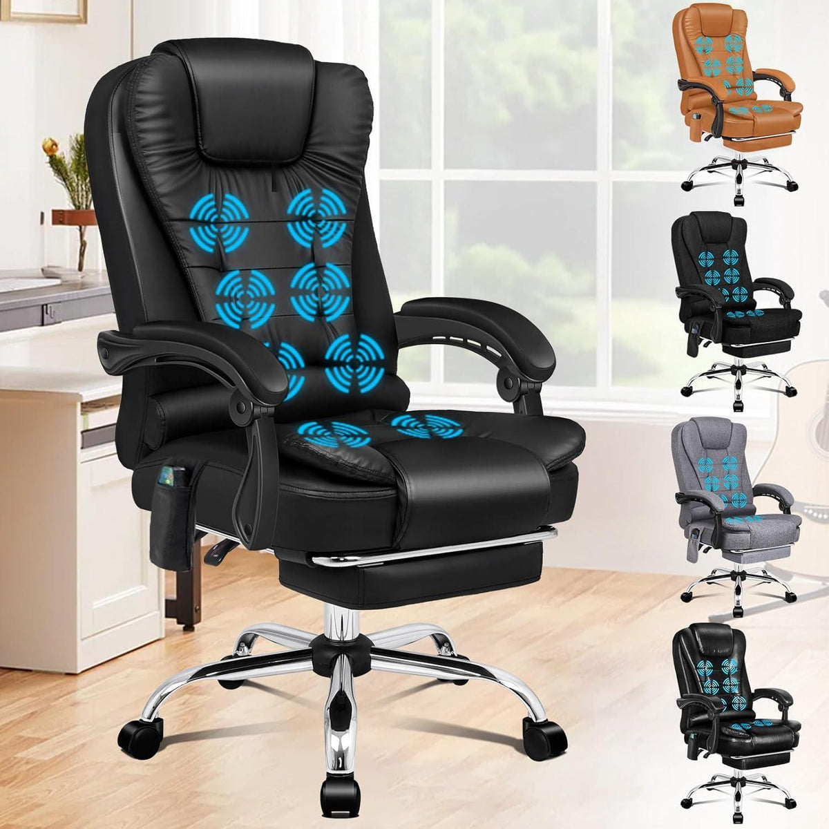 Ergonomischer Bürostuhl mit Massagefunktion und Lordosenstütze
