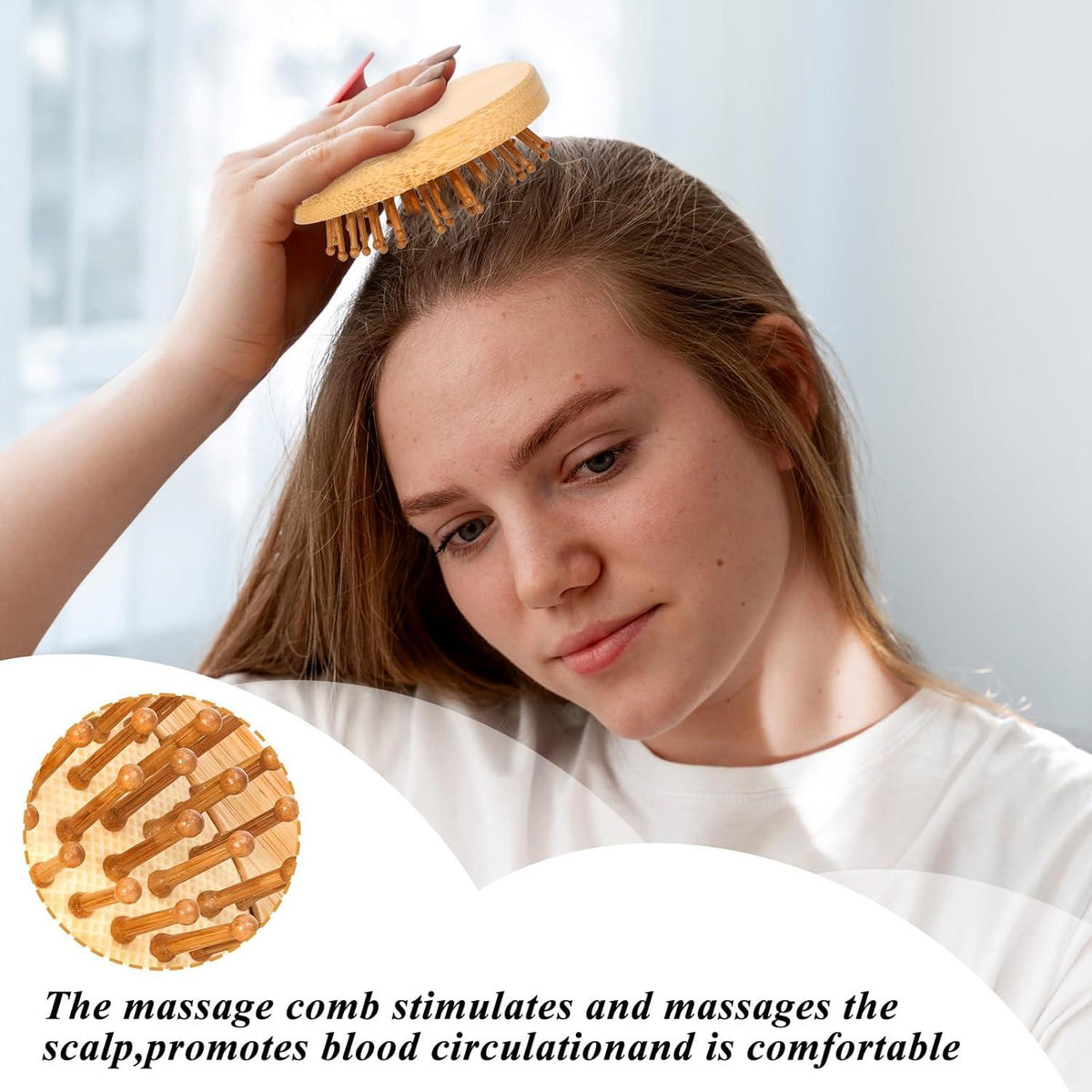 Bamboo Brush Kopfhaut Massagebürste Haar Haarpflege Bambus