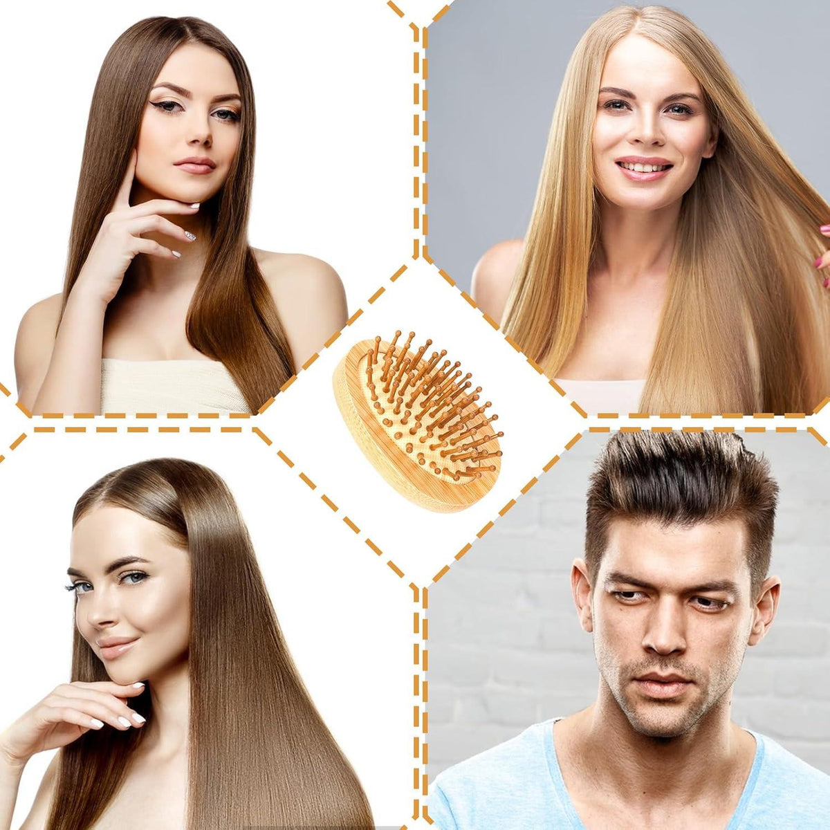 Kopfhaut Massagebürste Bambus Haarbürste Naturholz Mini Kamm