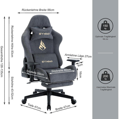 Symino Gaming Stuhl Bürostuhl Hochwertig Stoff Pelz
