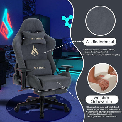 Symino Gaming Stuhl Bürostuhl Hochwertig Stoff Pelz