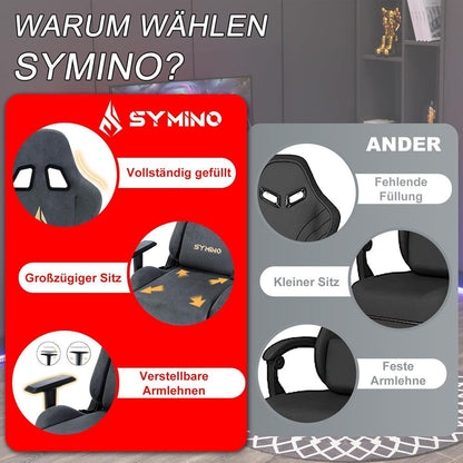 Symino Gaming Stuhl Bürostuhl Hochwertig Stoff Pelz