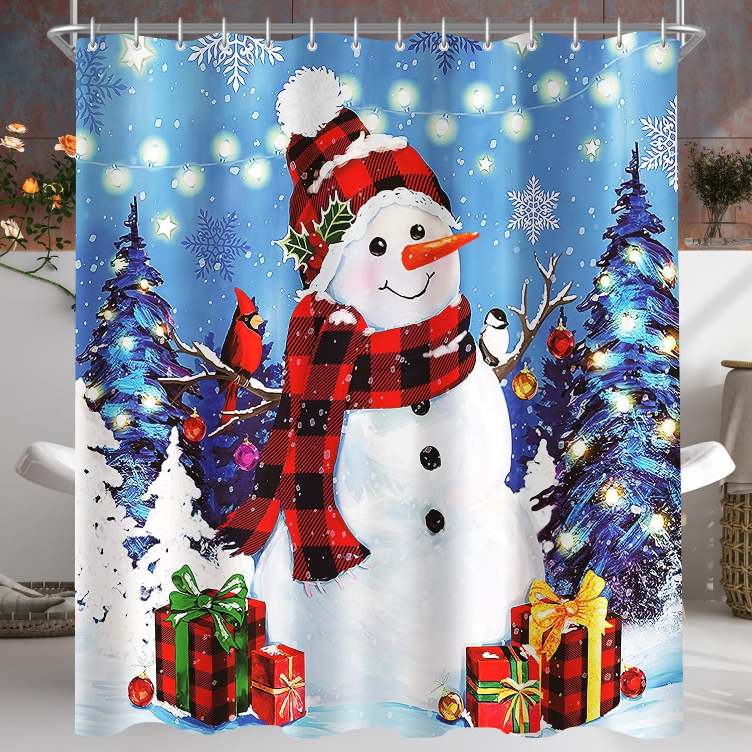 Duschvorhang Weihnachtsschneemann 200x200cm