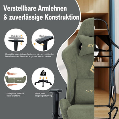 Symino Gaming Stuhl mit Massagefunktion und Fußstütze