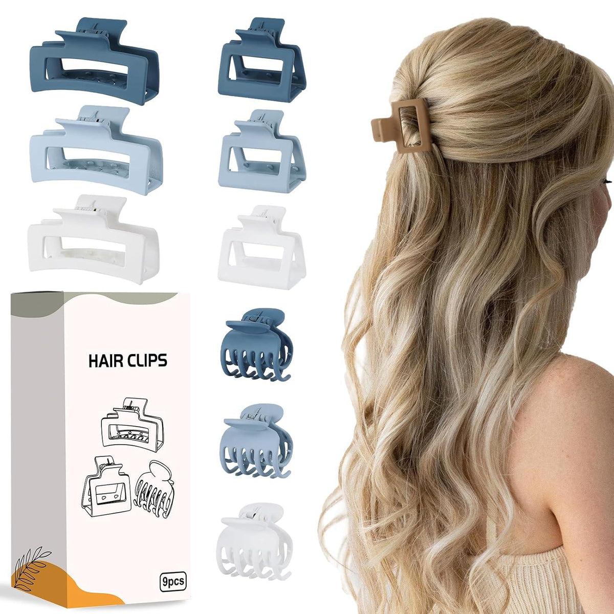 Kleine Haarklammer Set 8 Stück rechteckige matte Hair Claw Clips