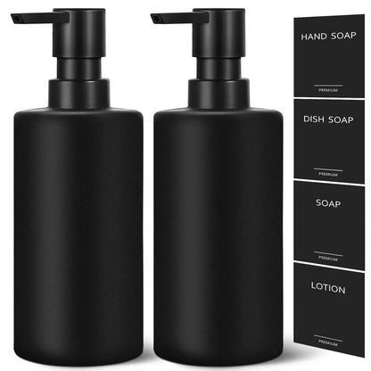 Schwarzer Seifenspender Set (2er) | Glas & Kunststoff Pumpen