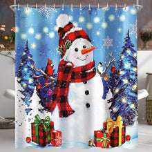 Duschvorhang Weihnachtsschneemann 180x200cm beschwert Anti-Schimmel
