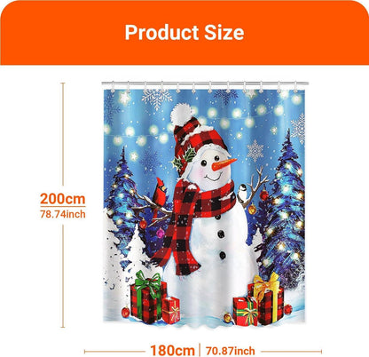 Duschvorhang Weihnachtsschneemann 180x200cm Antibakteriell Wasserdicht