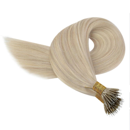 Aschblond Nanoring Extensions Echthaar 45cm – Haarverlängerung