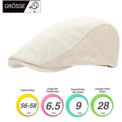 Leinen Schiebermütze Herren mit Futter – Sommer Flatcap Beige