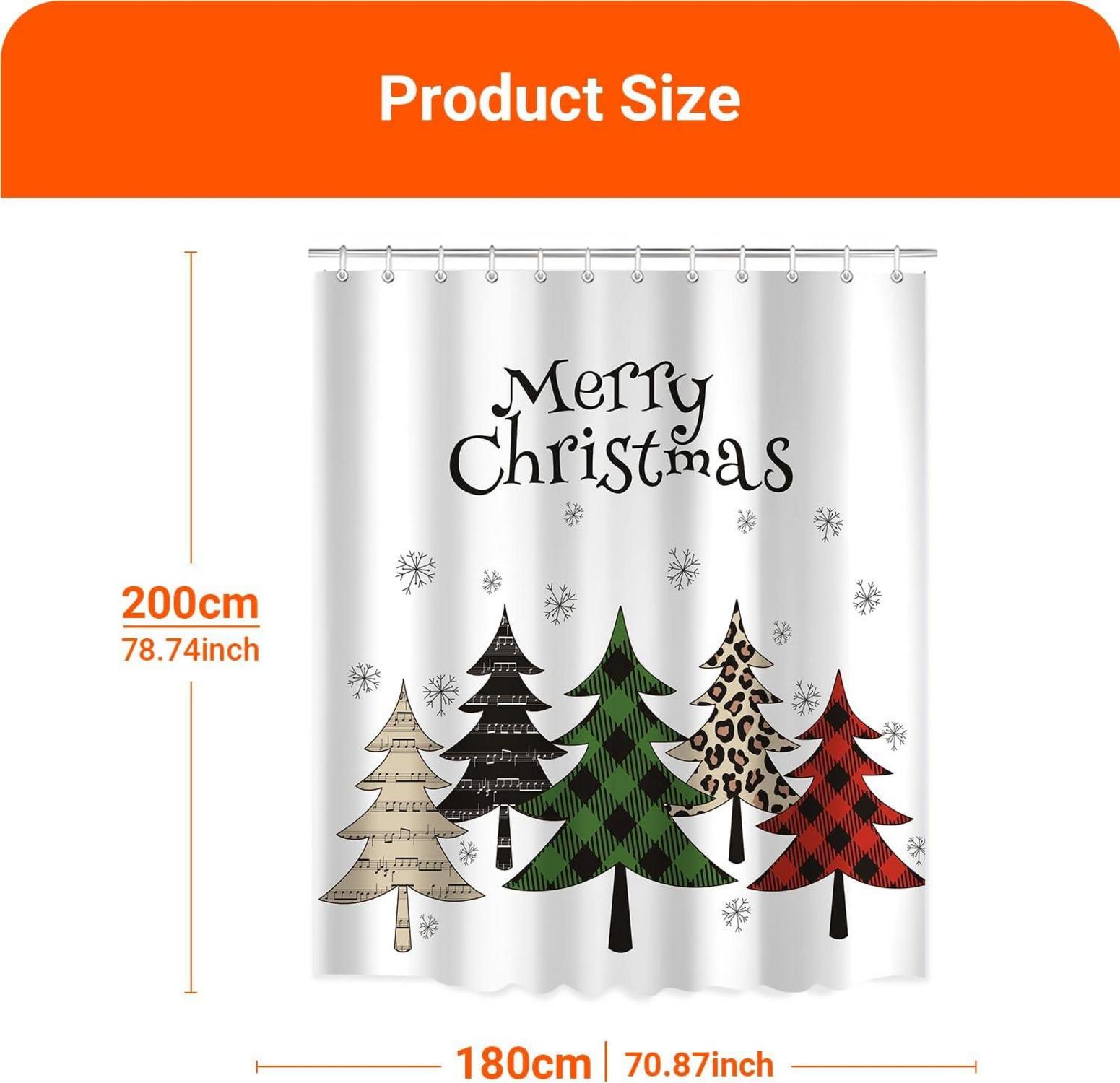 Duschvorhang 180x200cm Bunter Weihnachtsbaum Wasserdicht Polyester mit