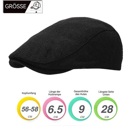 Leinen Schiebermütze Herren mit Futter – Sommer Flatcap Schwarz