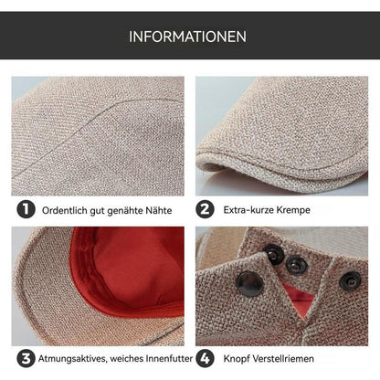 Leinen Schiebermütze Herren mit Futter – Sommer Flatcap Khaki
