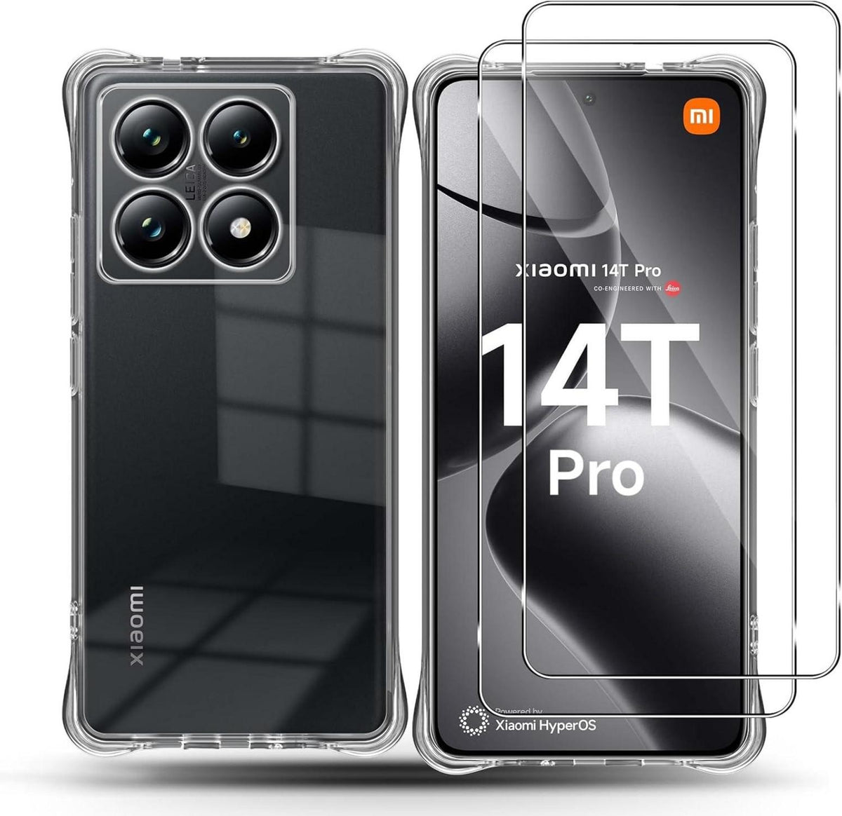 Silikon Hülle + Panzerglas Schutzfolie Xiaomi 14T Pro 2er Set