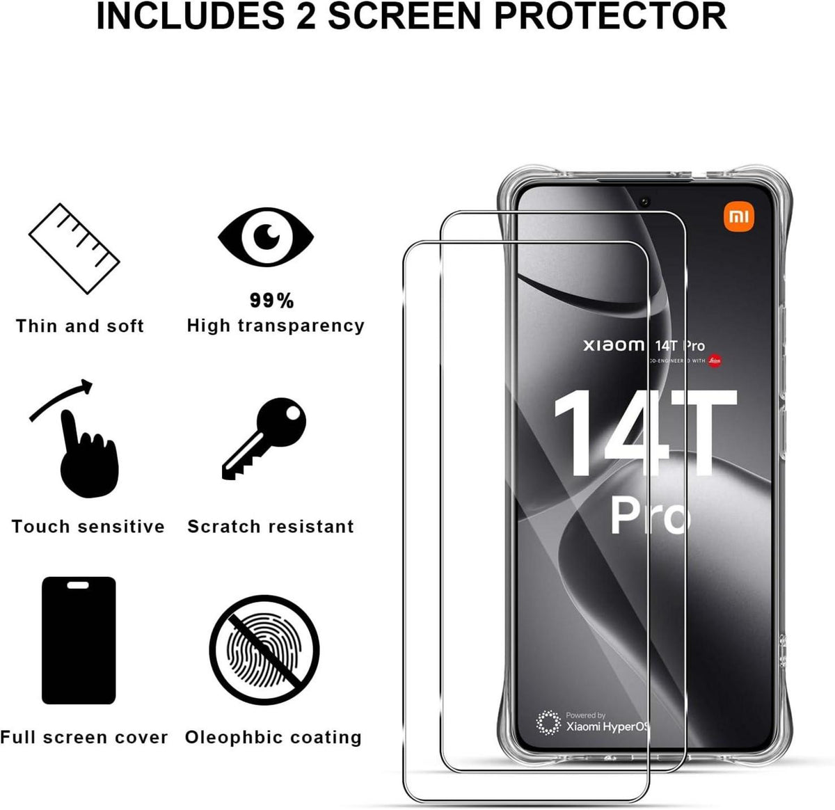 QULLOO Silikon Hülle Xiaomi 14T Pro + Panzerglas Schutzfolie
