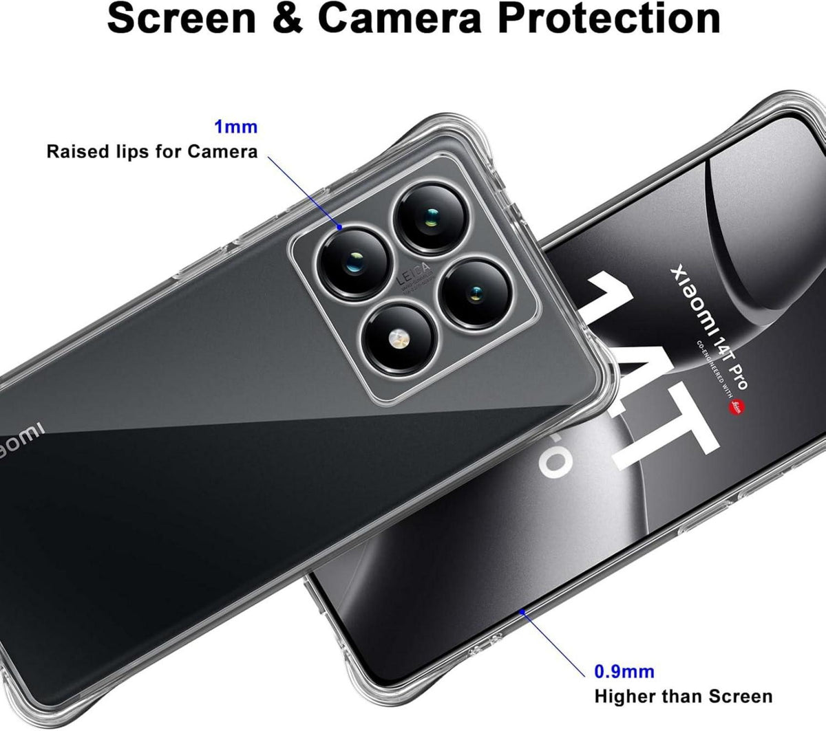 Silikon Hülle + Panzerglas Schutzfolie für Xiaomi 14T Pro 2 Stück