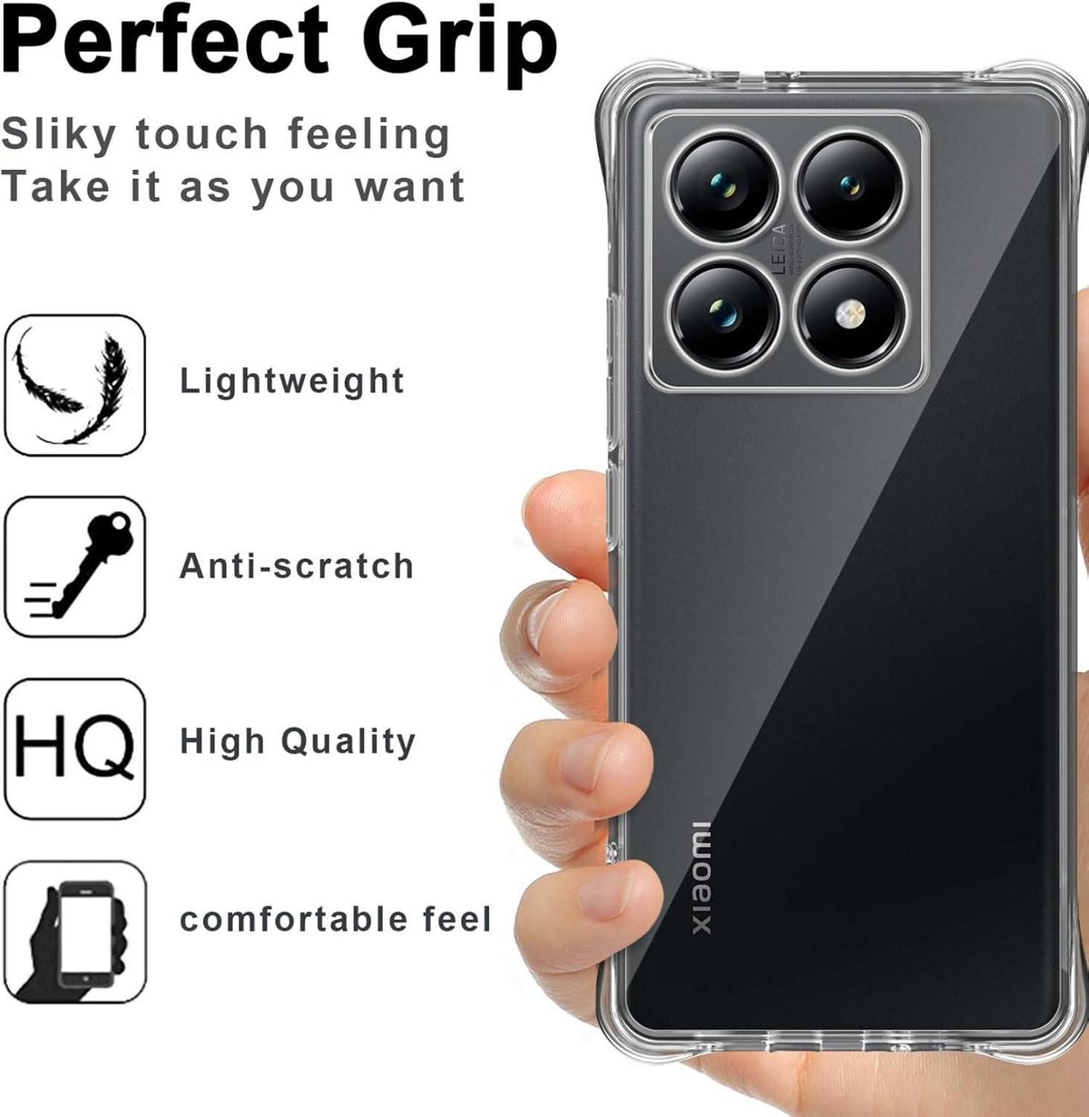 Silikon Hülle für Xiaomi 14T Pro + Panzerglas Schutzfolie 2 Stück